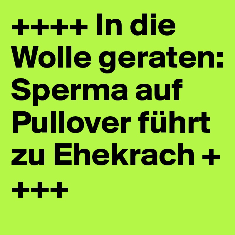 ++++ In die Wolle geraten: Sperma auf Pullover führt zu Ehekrach ++++