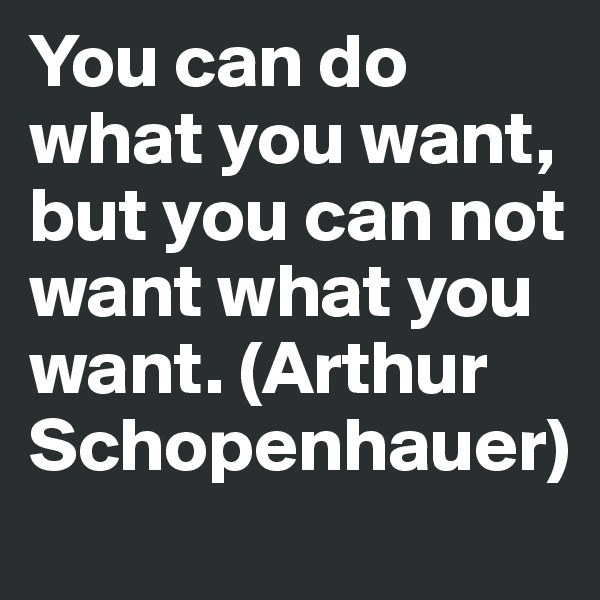 You can do what you want, but you can not want what you want. (Arthur Schopenhauer)             