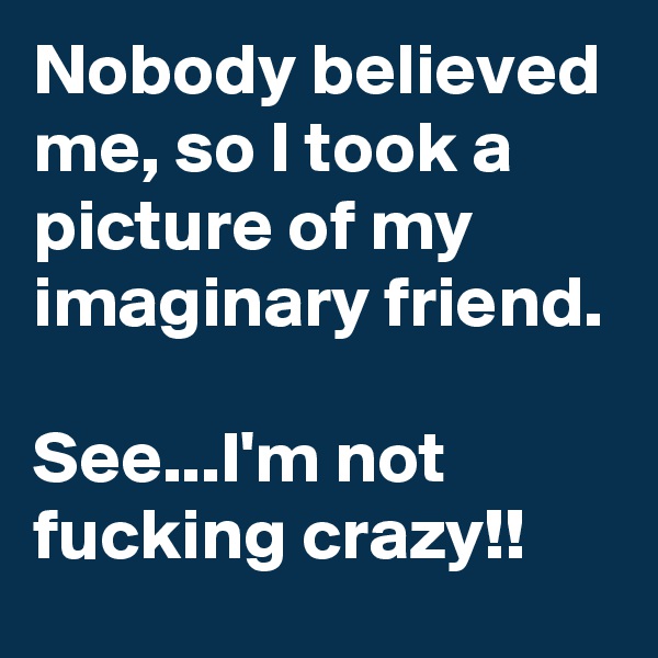 Nobody believed me, so I took a picture of my imaginary friend.

See...I'm not fucking crazy!!