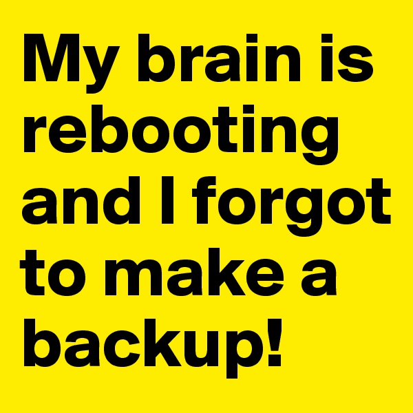 My brain is rebooting and I forgot to make a backup! 