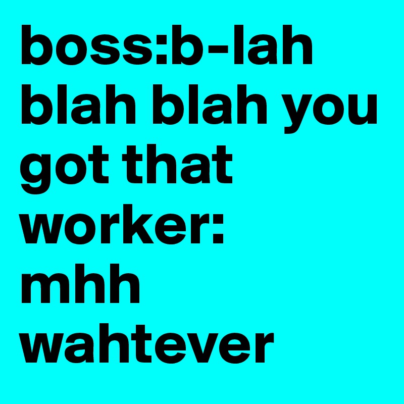 boss:b-lah blah blah you got that 
worker:
mhh wahtever