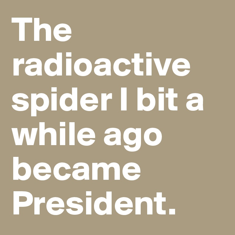 The radioactive spider I bit a while ago became President. 