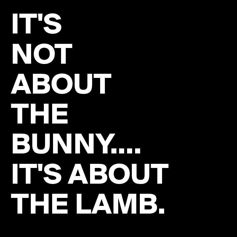 IT'S
NOT
ABOUT
THE
BUNNY....
IT'S ABOUT THE LAMB.