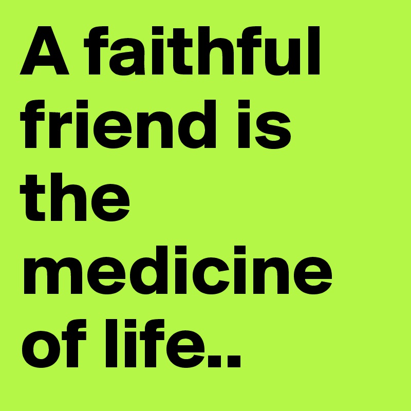 A faithful friend is the medicine of life..