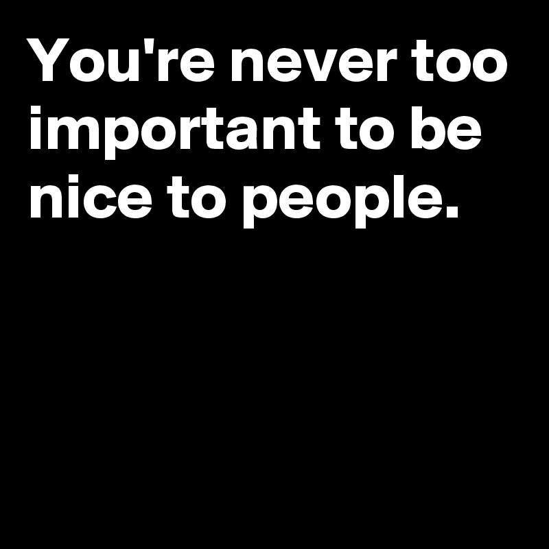 You're never too important to be nice to people.



