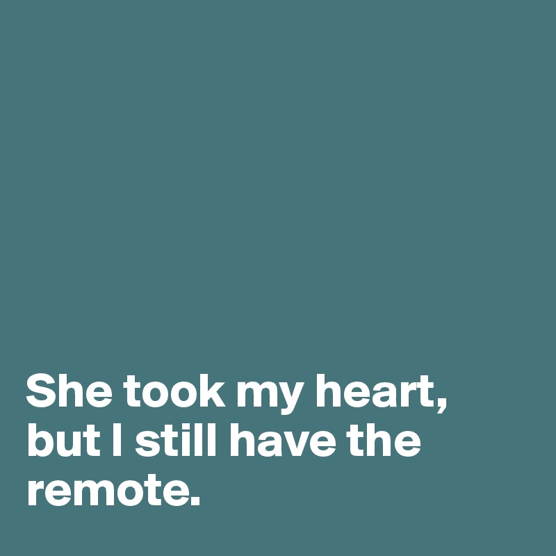 






She took my heart, but I still have the remote.