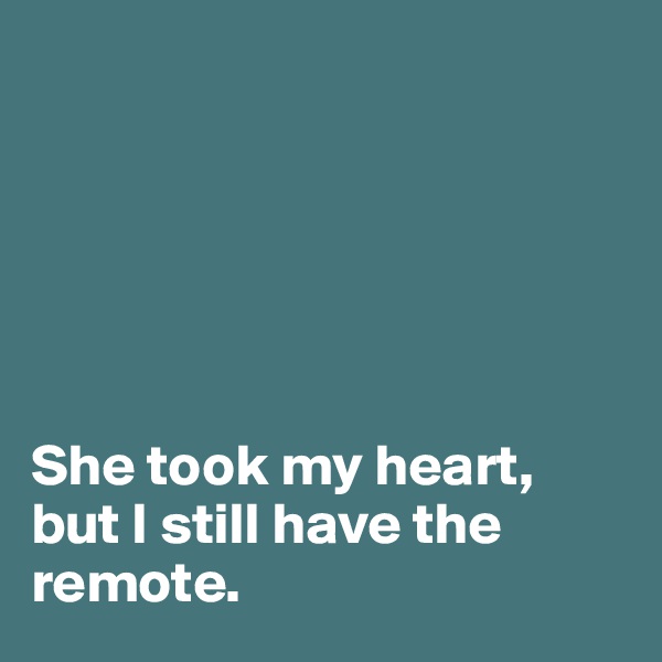 






She took my heart, but I still have the remote.