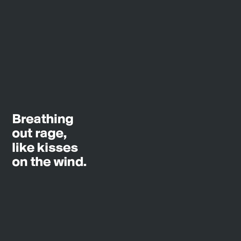 






Breathing 
out rage, 
like kisses 
on the wind. 




