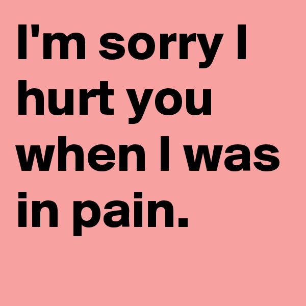 I'm sorry I hurt you when I was in pain.