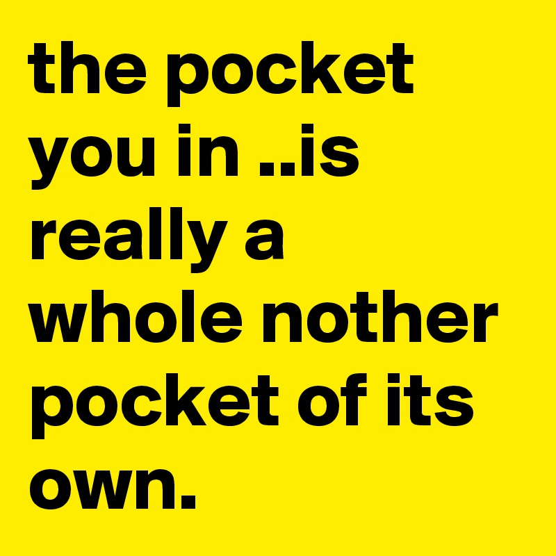 the pocket you in ..is really a whole nother pocket of its own. 