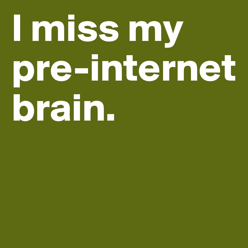 I miss my pre-internet brain.

