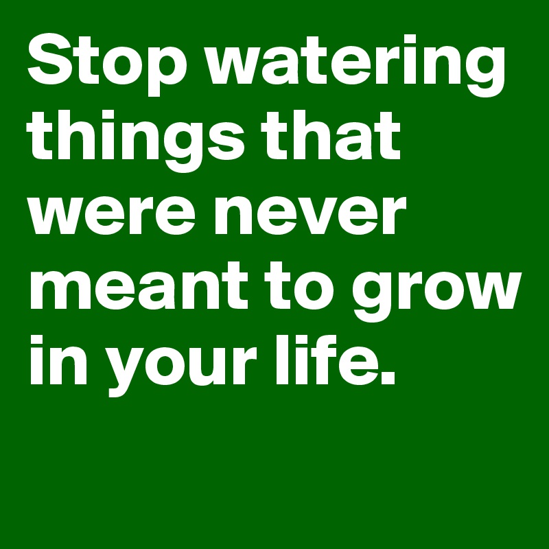 Stop watering things that were never meant to grow in your life. 
