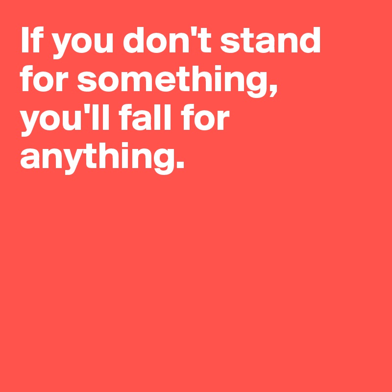 If you don't stand for something, you'll fall for anything.




