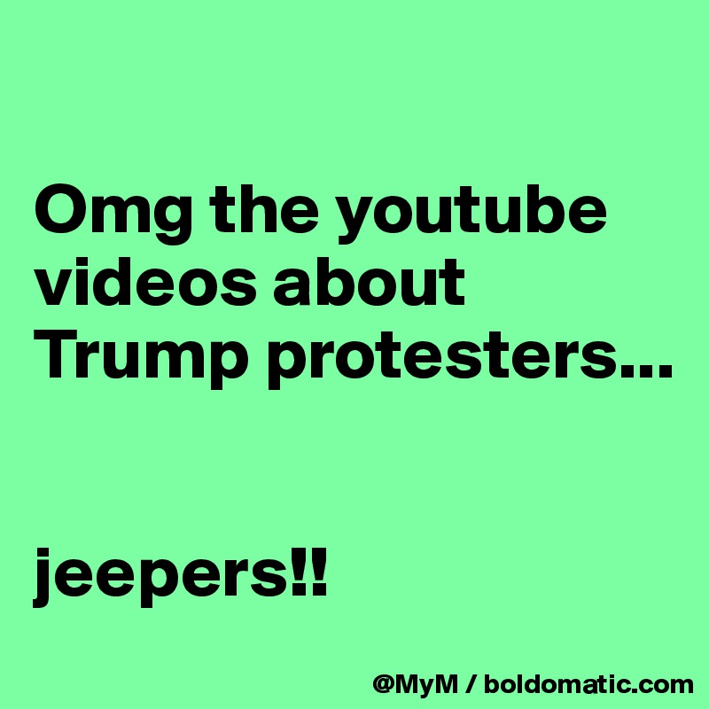 

Omg the youtube videos about Trump protesters...


jeepers!!