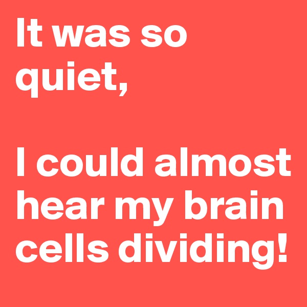 It was so quiet, 

I could almost hear my brain cells dividing!