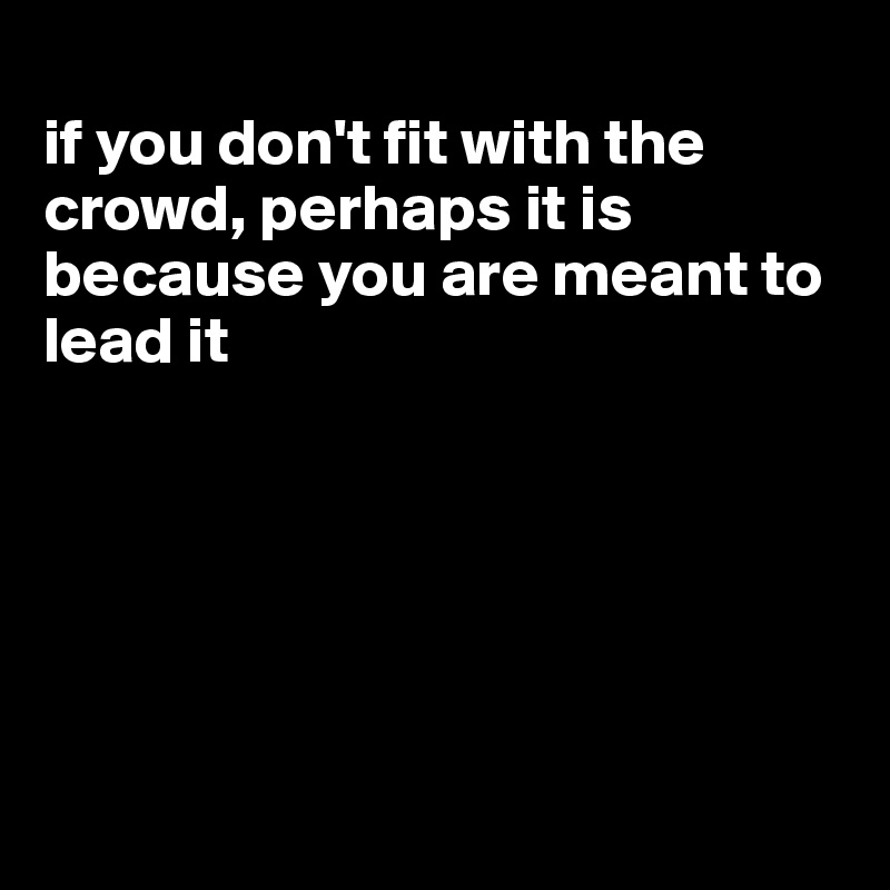 
if you don't fit with the crowd, perhaps it is because you are meant to lead it






