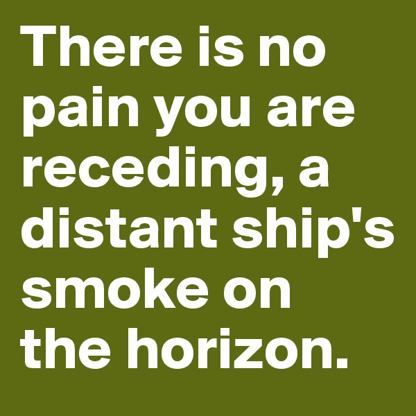 There is no pain you are receding, a distant ship's smoke on the horizon.