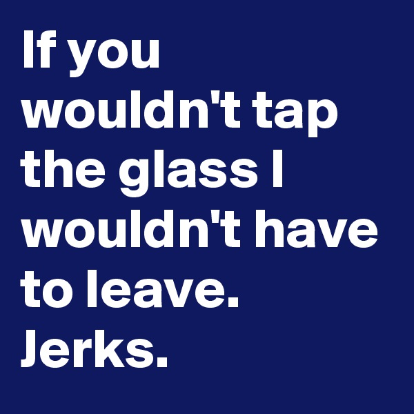 If you wouldn't tap the glass I wouldn't have to leave. 
Jerks.