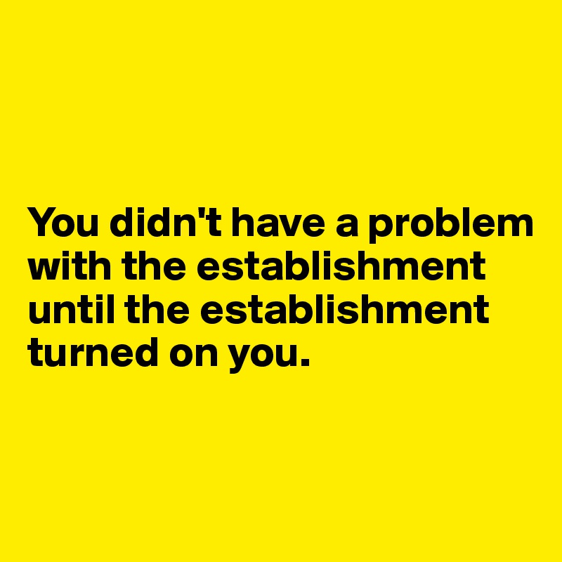 



You didn't have a problem with the establishment until the establishment turned on you.


