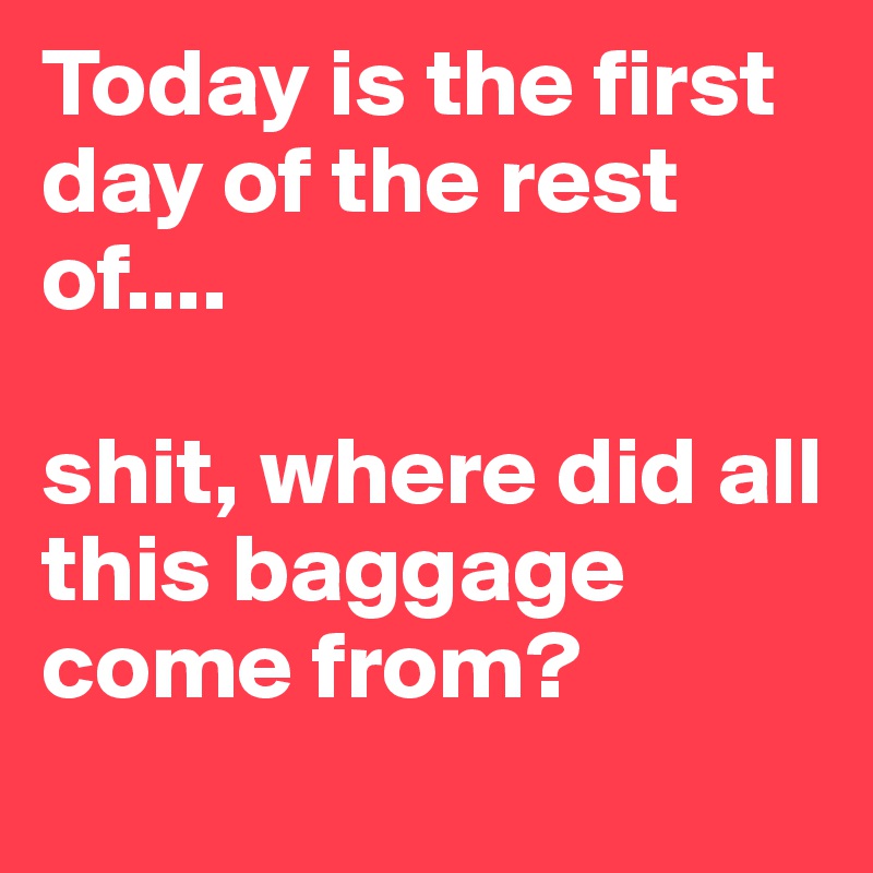 Today is the first day of the rest of....

shit, where did all this baggage come from?
