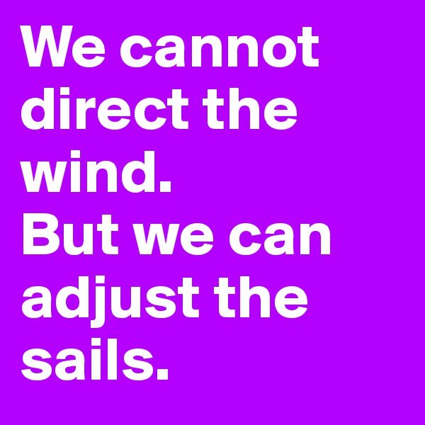 We cannot direct the wind.
But we can adjust the sails.