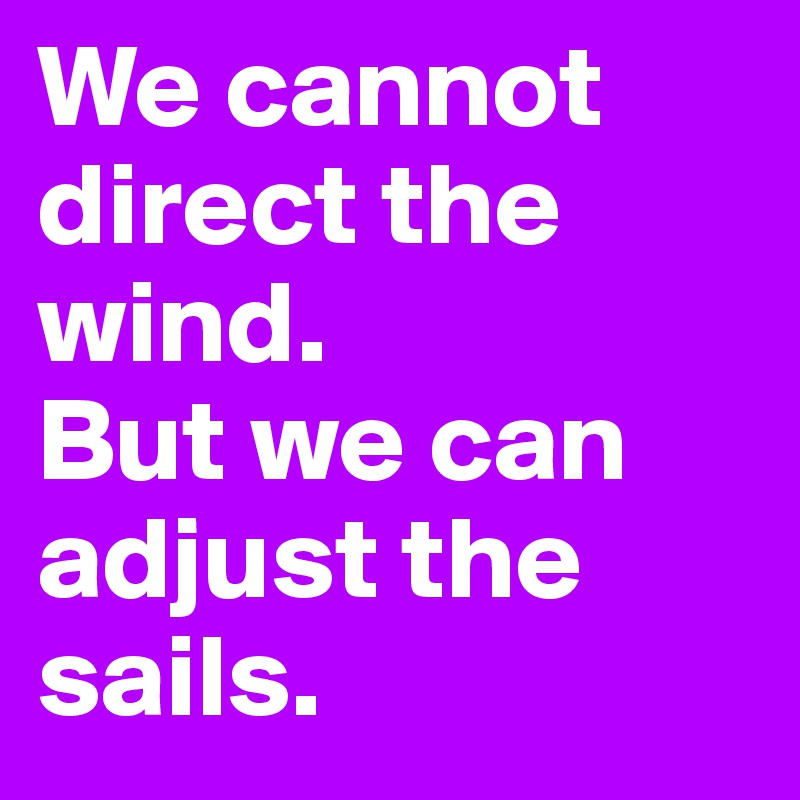 We cannot direct the wind.
But we can adjust the sails.