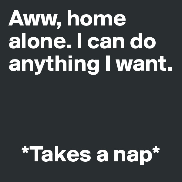 Aww, home alone. I can do anything I want. 



   *Takes a nap*