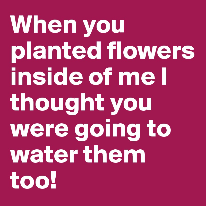 When you planted flowers inside of me I thought you were going to water them too!