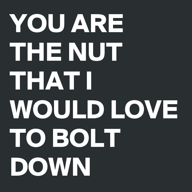 YOU ARE THE NUT THAT I WOULD LOVE TO BOLT DOWN