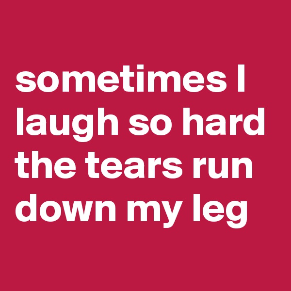 
sometimes I laugh so hard the tears run down my leg 