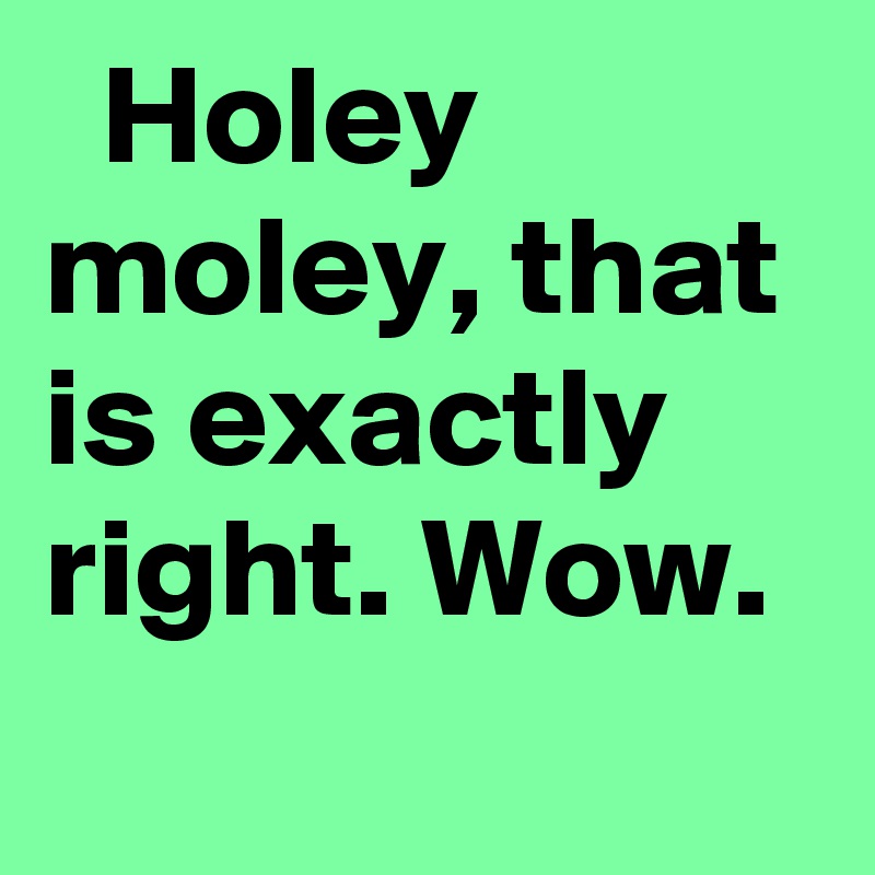   Holey moley, that is exactly right. Wow.
