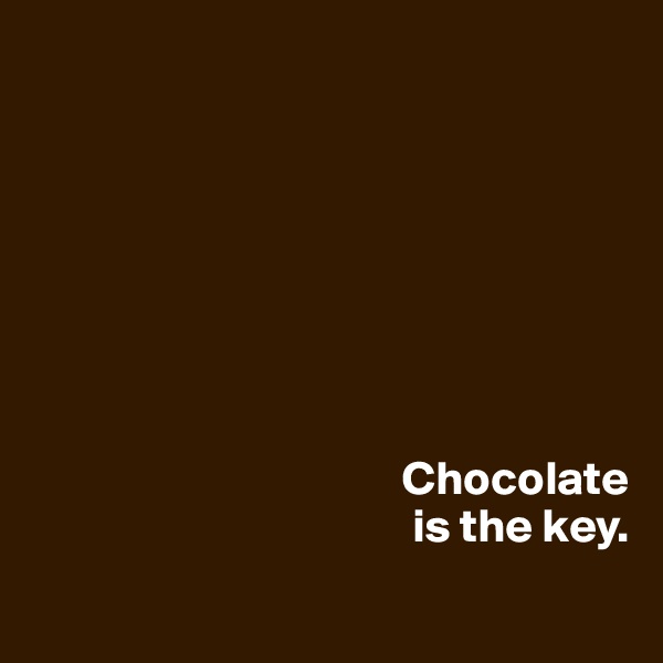 








                                       Chocolate
                                        is the key.