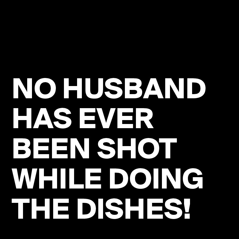 

NO HUSBAND HAS EVER BEEN SHOT WHILE DOING THE DISHES!