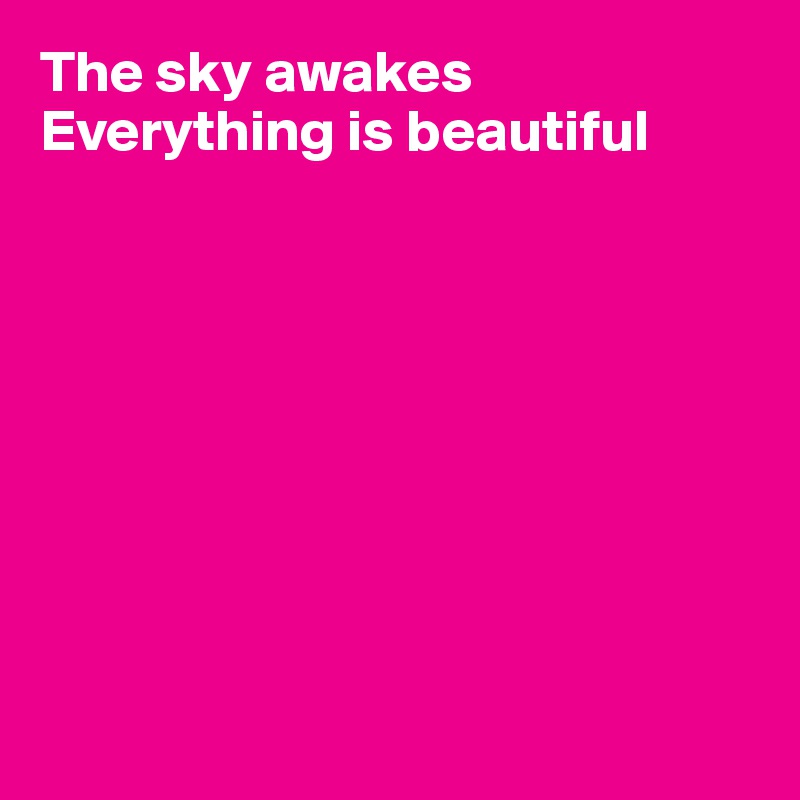 The sky awakes
Everything is beautiful
 








