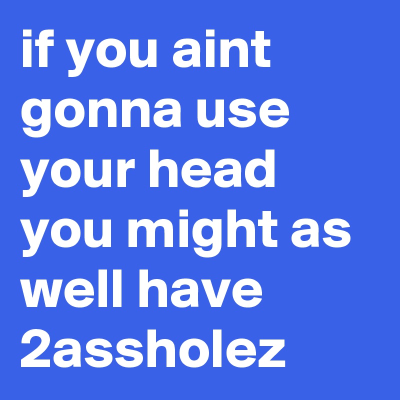 if you aint gonna use your head you might as well have 2assholez