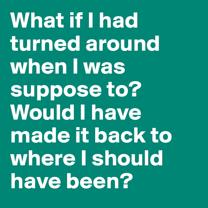 What if I had turned around when I was suppose to? Would I have made it back to where I should have been? 