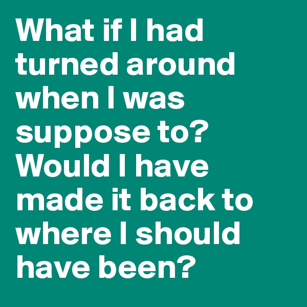 What if I had turned around when I was suppose to? Would I have made it back to where I should have been? 