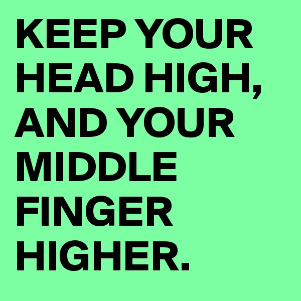 KEEP YOUR HEAD HIGH, AND YOUR MIDDLE FINGER HIGHER.