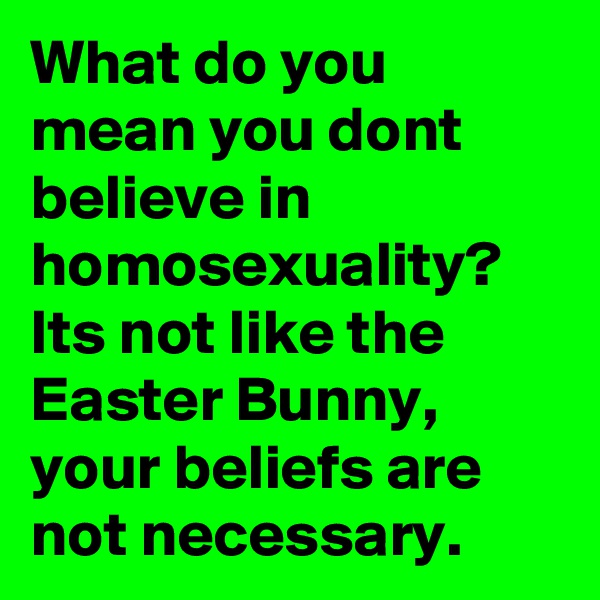 What do you mean you dont believe in homosexuality?  Its not like the Easter Bunny, your beliefs are not necessary.