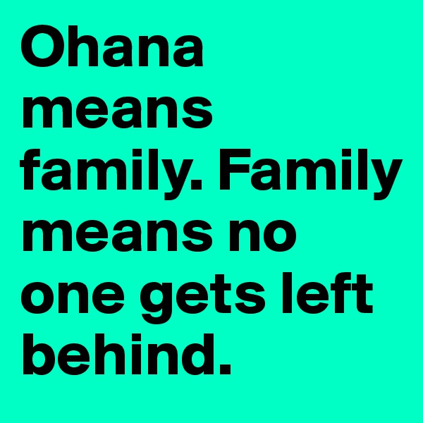 Ohana means family. Family means no one gets left behind.