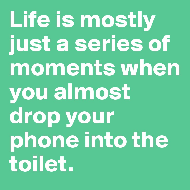 Life is mostly just a series of moments when you almost drop your phone into the toilet.