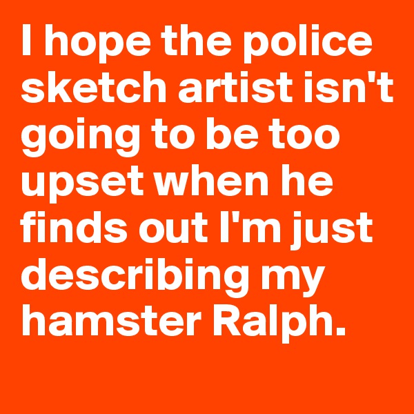 I hope the police sketch artist isn't going to be too upset when he finds out I'm just describing my hamster Ralph.