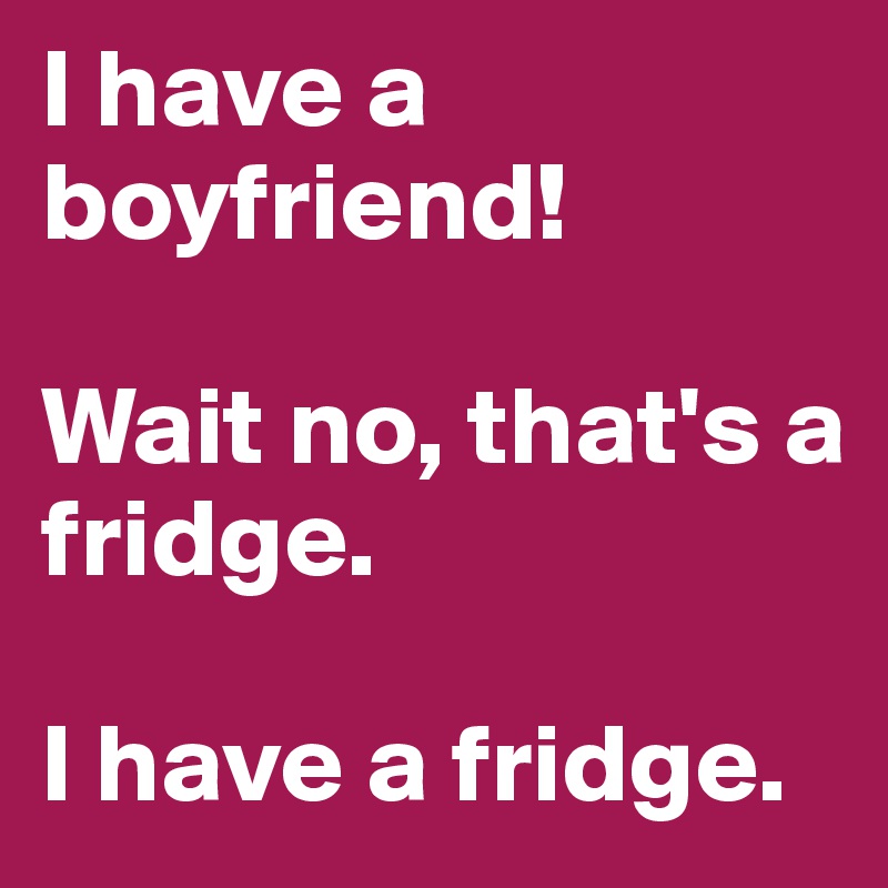 I have a boyfriend!

Wait no, that's a fridge. 

I have a fridge.