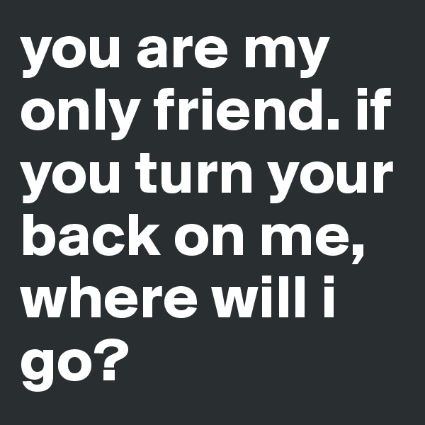 you are my only friend. if you turn your back on me, where will i go? 