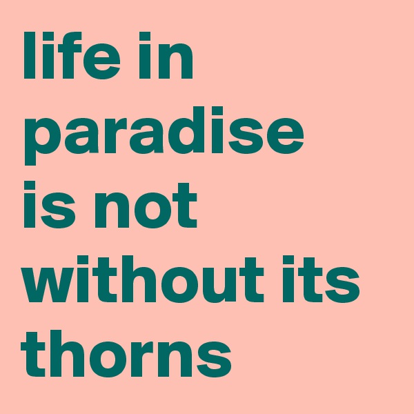 life in paradise 
is not without its thorns