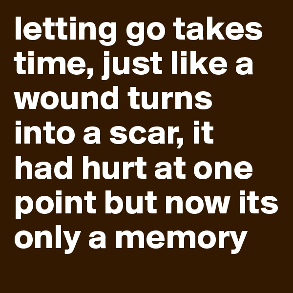 letting go takes time, just like a wound turns into a scar, it had hurt at one point but now its only a memory 
