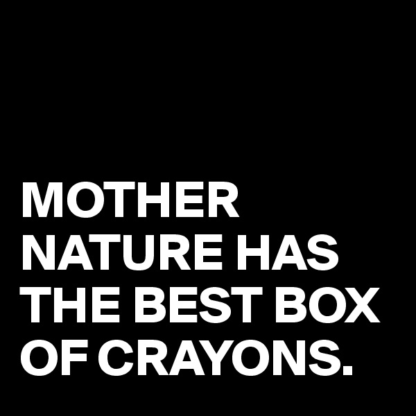 


MOTHER NATURE HAS THE BEST BOX OF CRAYONS.