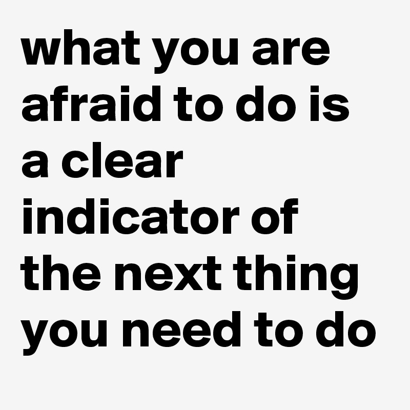 what you are afraid to do is a clear indicator of the next thing you need to do
