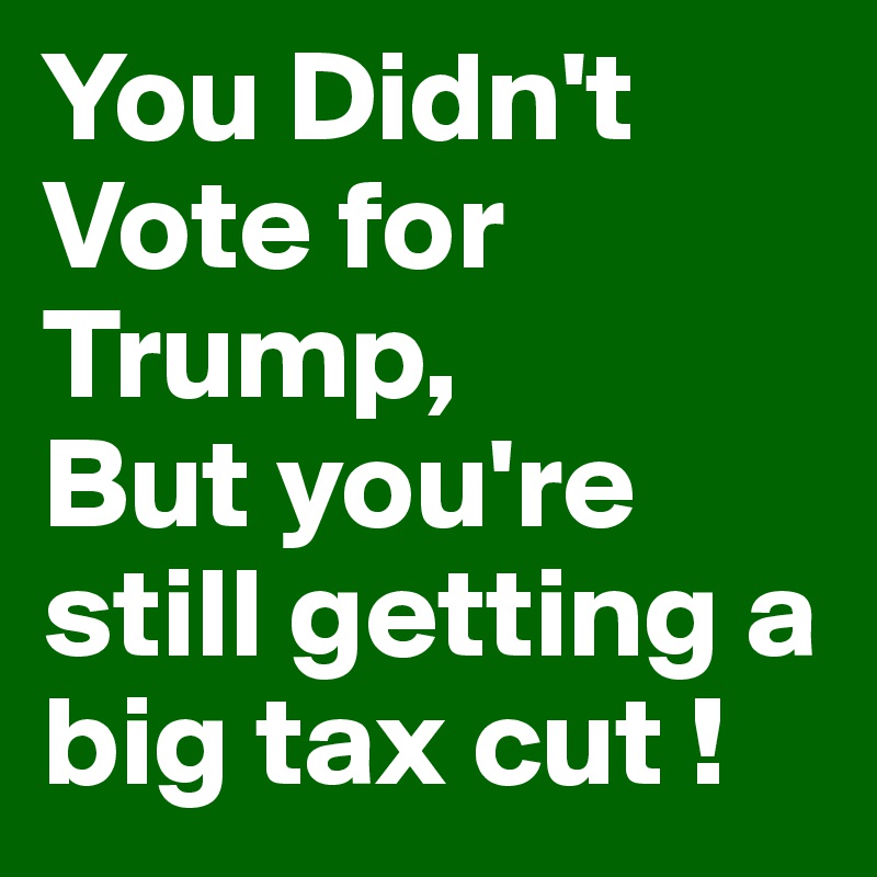 You Didn't
Vote for Trump,
But you're still getting a big tax cut !
