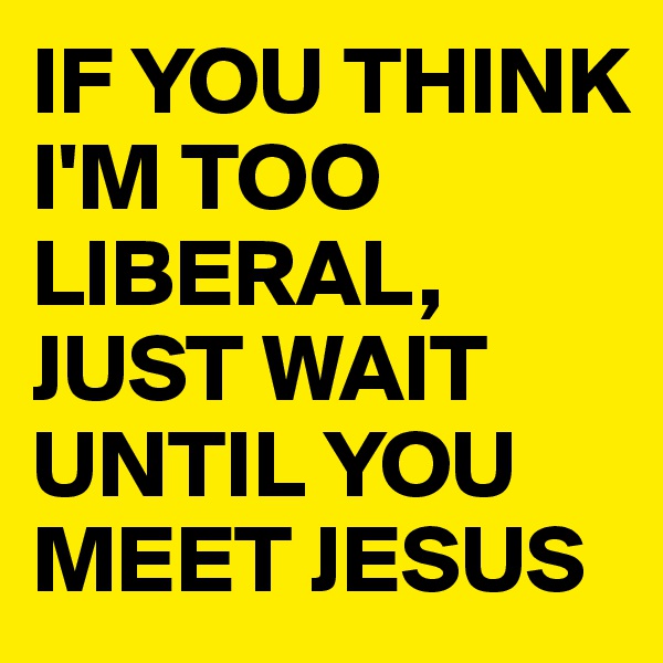 IF YOU THINK I'M TOO LIBERAL, JUST WAIT UNTIL YOU MEET JESUS